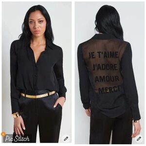 L’Agence Hailie Silk French Word Blouse NWT S